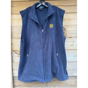 UPS United Parcel Service Embroidered Logo Blue Fleece Vest Size 2XL‎ Tri- Mount